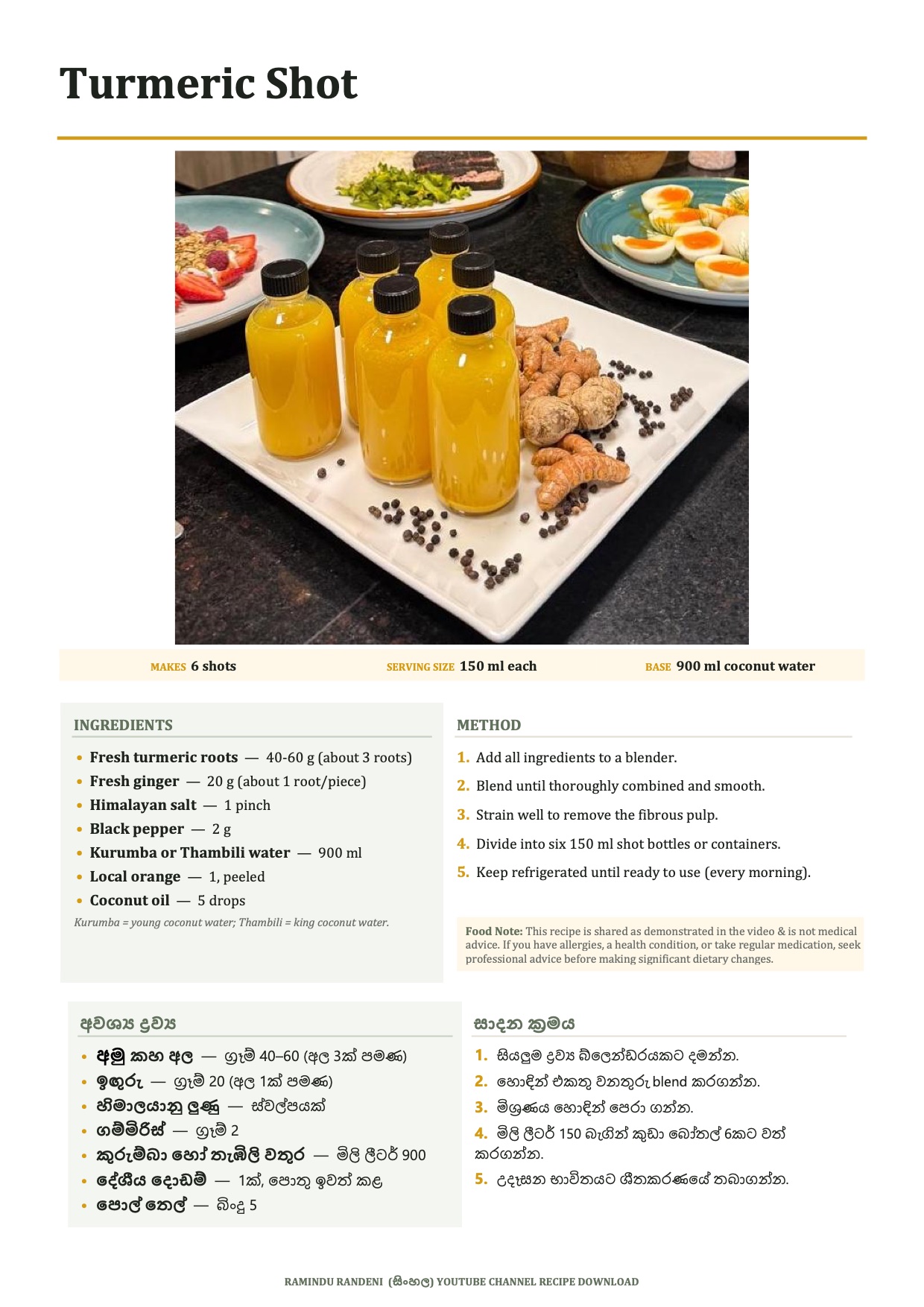 Turmeric Shot recipe PDF preview